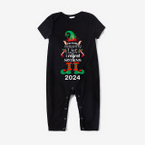 2024 Christmas Matching Family Pajamas Exclusive Design Naughty List Elf Black Pajamas Set