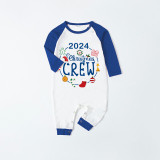 2024 Christmas Matching Family Pajamas Exclusive Design Christmas Crew Wreath Blue Plaids Pajamas Set