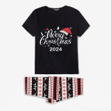 2024 Christmas Matching Pajamas Luminous Glowing Merry Christmas Hat Christmas Pajamas Set