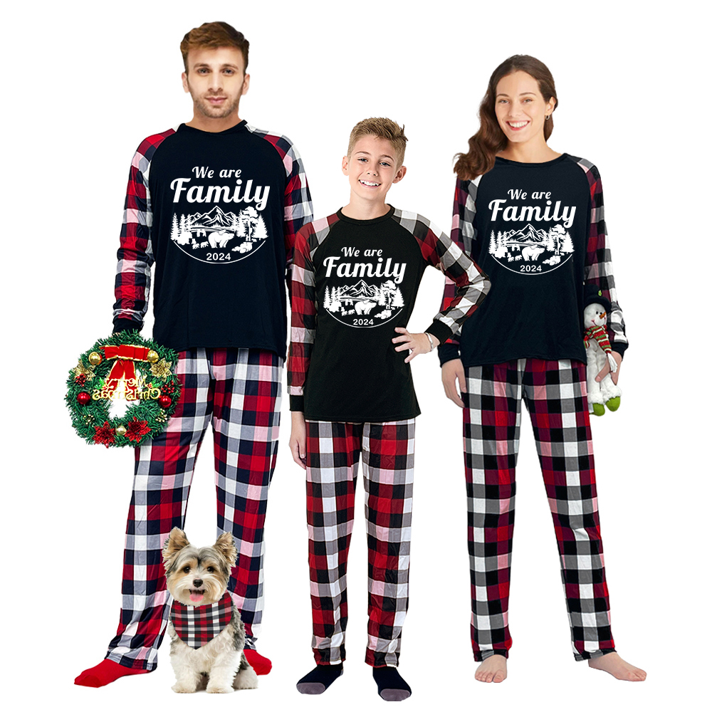 2024 Christmas Matching Family Pajamas Christmas Exclusive Design We are Family Polar Bear Green Pajamas Set