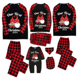 Christmas Matching Family Pajamas 2024 Our First Christmas Gnomes Black Pajamas Set