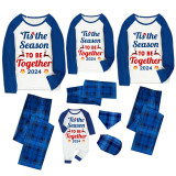 2024 Christmas Matching Family Pajamas Exclusive Design Merry Christmas Season Together Blue Plaids Pajamas Set