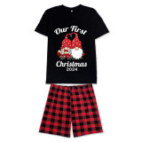 Christmas Matching Family Pajamas 2024 Our First Christmas Gnomes Black Pajamas Set