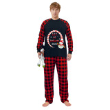 2024 Christmas Matching Family Pajamas Snowman Let It Snow Black Pajamas Set
