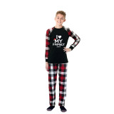 2024 Christmas Matching Family Pajamas I Love My Family White Black Plaids Pajamas Set