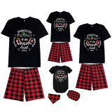 2024 ELF Proud Member OF Naughty List Christmas Matching Family Pajamas Black Pajamas Set