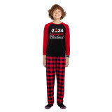 Christmas Matching Family Pajamas 2024 Family Christmas Hat Black Plaids Pajamas Set