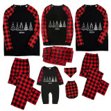 2024 Christmas Matching Family Pajamas Exclusive Christmas Tree Black Pajamas Set