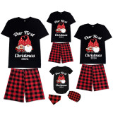 Christmas Matching Family Pajamas 2024 Our First Christmas Gnomes Black Pajamas Set