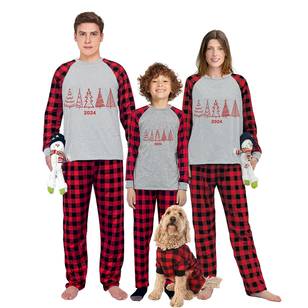 2023 Christmas Matching Family Pajamas Exclusive Christmas Tree White Pajamas Set