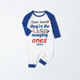 2024 Christmas Matching Family Pajamas Dear Santa They're The Naughty Ones Blue Pajamas Set