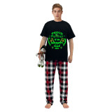 2024 Christmas Matching Family Pajamas Luminous Glowing Proud Member Of The Naughty List Black Short Pajamas Set