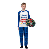 2024 Christmas Matching Family Pajamas Exclusive Design Merry Christmas Season Together Blue Plaids Pajamas Set