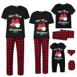 Christmas Matching Family Pajamas 2024 Our First Christmas Gnomes Black Pajamas Set