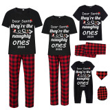 2024 Christmas Matching Family Pajamas Dear Santa They're The Naughty Ones Black Pajamas Set
