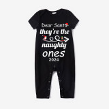 2024 Christmas Matching Family Pajamas Dear Santa They're The Naughty Ones Black Pajamas Set