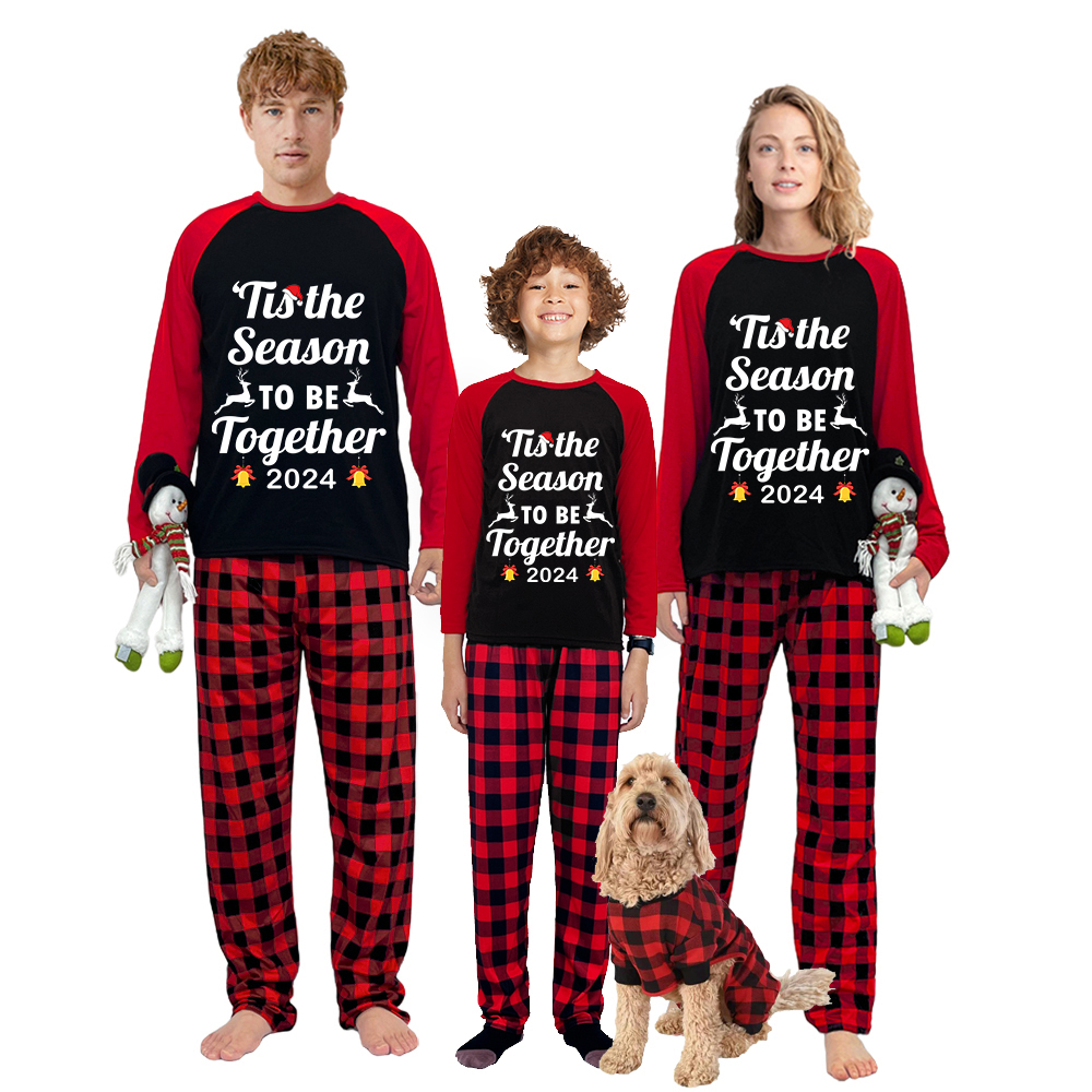 2024 Christmas Matching Family Pajamas Exclusive Design Merry Christmas Season Together Red Pajamas Set