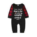 2024 Christmas Matching Family Pajamas Dear Santa They're The Naughty Ones Black Pajamas Set