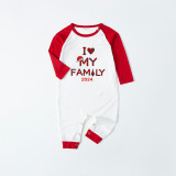 2024 Christmas Matching Family Pajamas I Love My Family Red Pajamas Set