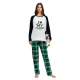 2024 Christmas Matching Family Pajamas Exclusive Design I Love My Family Green Plaids Pajamas Set