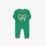 2024 Christmas Matching Family Pajamas Santa Heart Merry Xmas Green Stripes Pajamas Set