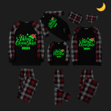 2024 Christmas Matching Family Pajamas Luminous Glowing Merry Christmas Hat Multicolor Pajamas Set