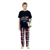 2024 Christmas Matching Family Pajamas Luminous Glowing Merry Christmas Hat Black Short Sleeve Pajamas Set