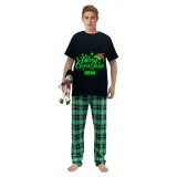 2024 Christmas Matching Family Pajamas Luminous Glowing Merry Christmas Hat Black Short Sleeve Pajamas Set