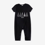 2024 Christmas Matching Family Pajamas Exclusive Christmas Tree Black Pajamas Set