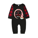 2024 Christmas Matching Family Pajamas Snowman Let It Snow Black Pajamas Set