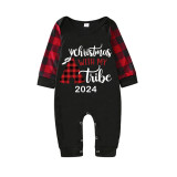 2024 Christmas Matching Family Pajamas Christmas With My Tribe Balck Plaids Pajamas Set