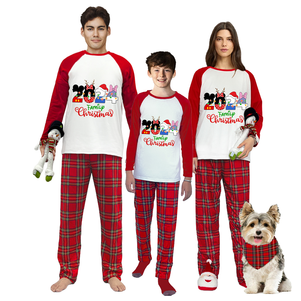 Christmas Matching Family Pajamas Cartoon Mouse 2024 Family Christmas Red Pajamas Set