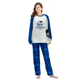 2024 Christmas Matching Family Pajamas Exclusive Design I Love My Family Blue Pajamas Set