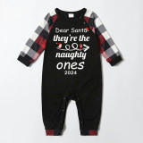 2024 Christmas Matching Family Pajamas Dear Santa They're The Naughty Ones Red Pajamas Set
