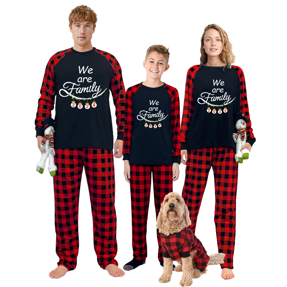 Christmas Matching Family Pajamas We Are Family 2023 Ornaments Black Pajamas Set