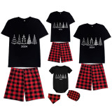 2024 Christmas Matching Family Pajamas Exclusive Christmas Tree Black Pajamas Set