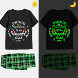 2024 Christmas Matching Family Pajamas Luminous Glowing Proud Member Of The Naughty List Black Short Pajamas Set