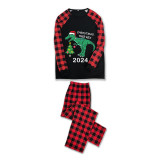 2024 Christmas Matching Family Pajamas Exclusive Design Dinosaur Christmas Tree Black Pajamas Set