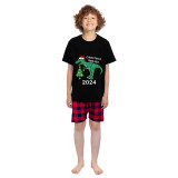 2024 Christmas Matching Family Pajamas Exclusive Design Dinosaur Christmas Tree Black Pajamas Set