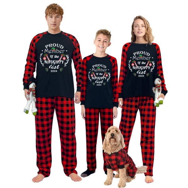 2024 ELF Proud Member OF Naughty List Christmas Matching Family Pajamas Black Pajamas Set