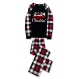 Christmas Matching Family Pajamas 2024 Family Christmas Hat Black Plaids Pajamas Set