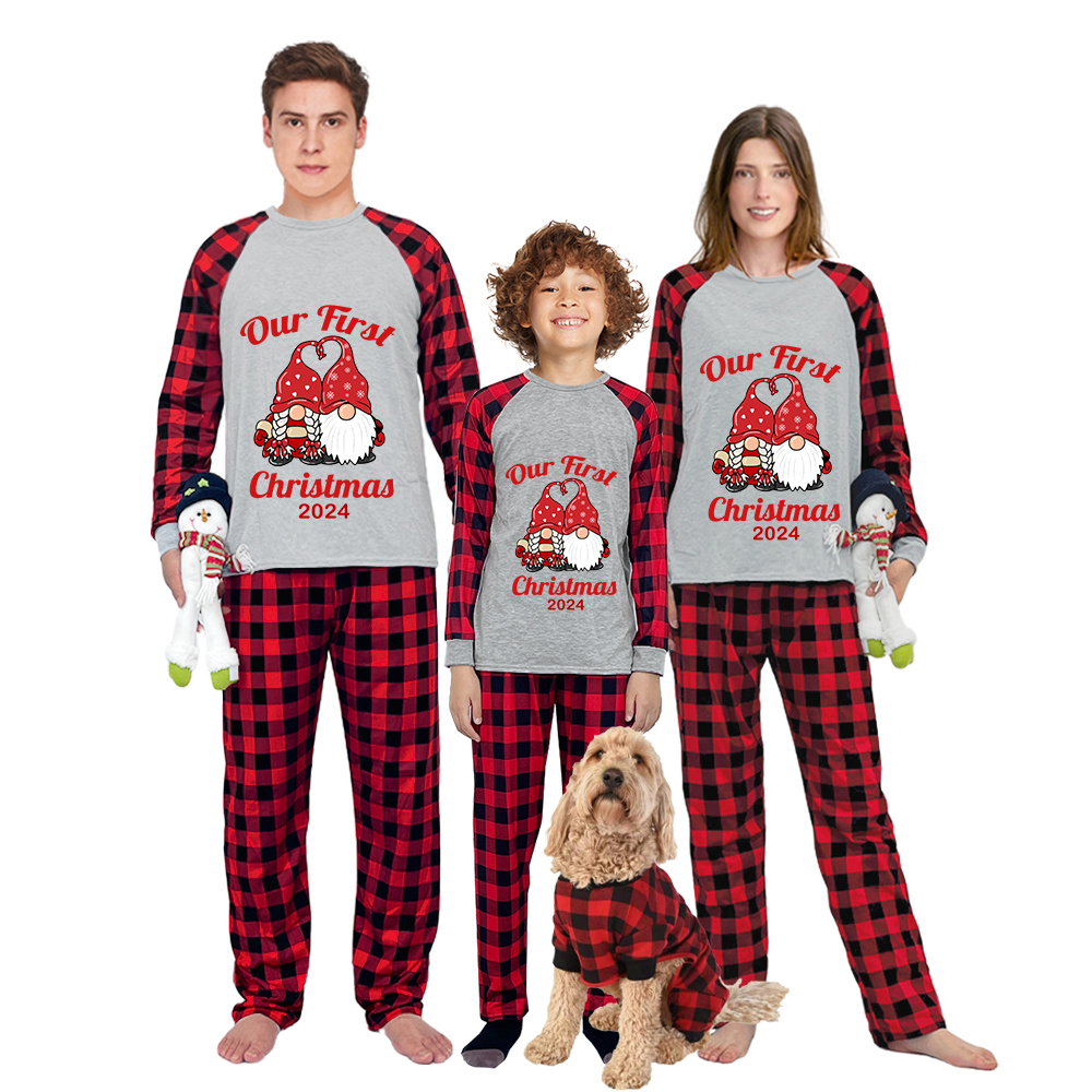 2024 Christmas Matching Family Pajamas Exclusive Design Our First Christmas White Pajamas Set