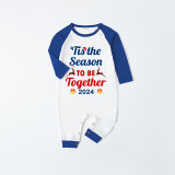 2024 Christmas Matching Family Pajamas Exclusive Design Merry Christmas Season Together Blue Plaids Pajamas Set