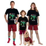 2024 Christmas Matching Family Pajamas Exclusive Design Dinosaur Christmas Tree Black Pajamas Set