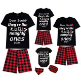 2024 Christmas Matching Family Pajamas Dear Santa They're The Naughty Ones Black Pajamas Set