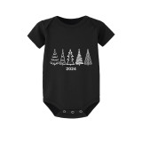 2024 Christmas Matching Family Pajamas Exclusive Christmas Tree Black Pajamas Set