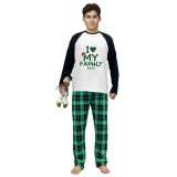 2024 Christmas Matching Family Pajamas Exclusive Design I Love My Family Green Plaids Pajamas Set
