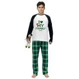 2024 Christmas Matching Family Pajamas Exclusive Design I Love My Family Green Plaids Pajamas Set