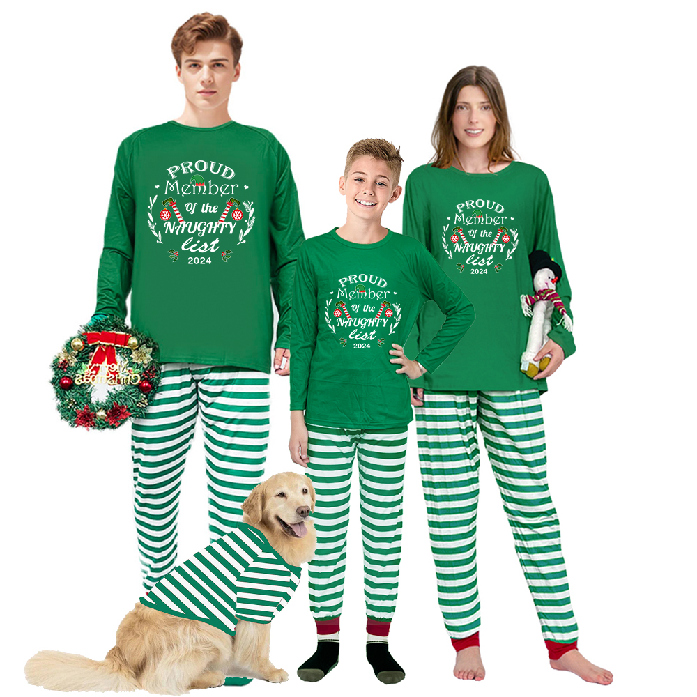 2023 Proud Member OF Naughty List Christmas Matching Family Pajamas Exclusive Design Pajamas Set