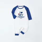 2024 Christmas Matching Family Pajamas Exclusive Design I Love My Family Blue Pajamas Set